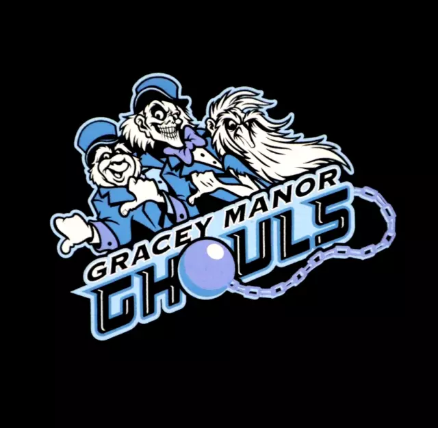 Gracey Manor Ghouls Size L Black Shirt Double-Sided Disney Parks Haunted Mansion