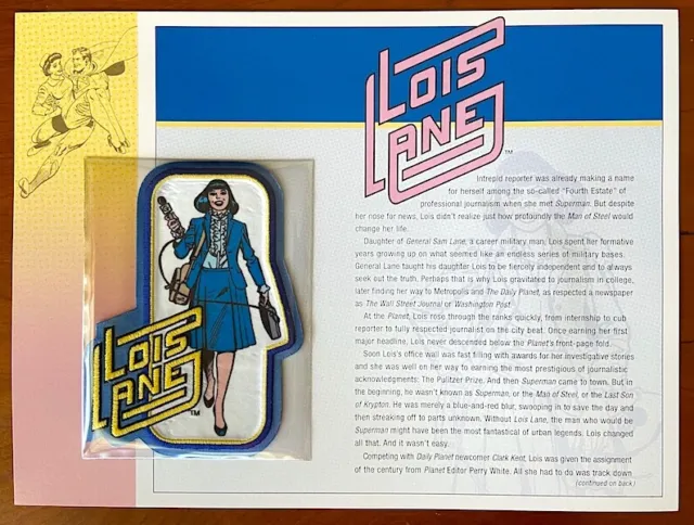 LOIS LANE PATCH on INFO CARD ~ from Willabee & Ward ~ DC COMICS PATCH COLLECTION