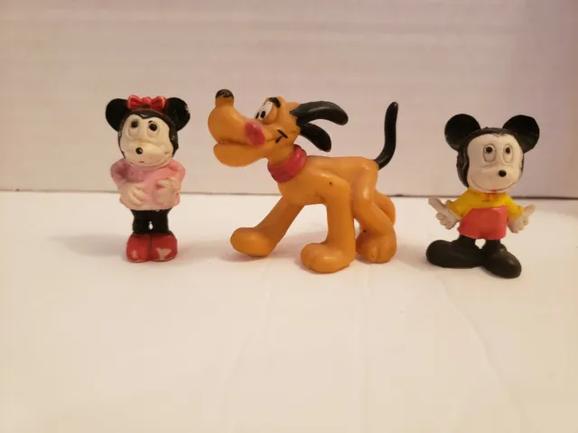 Lot Vintage Walt Disney Productions Rubber Figures Mickey Minnie Pluto Hong Kong