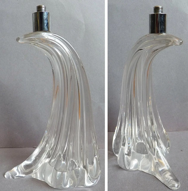 Pied de lampe Daum France, signé de La Croix de Lorraine, modèle flamme - Antiquités