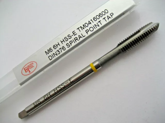 SPIRAL POINT TAP M6 x 1.0 HSS-E 6H DIN376 YELLOW RING TM04160600 EUROPA TOOL P33 2