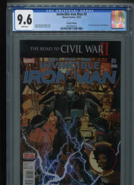 Invincible Iron Man #9 (2016) CGC 9.6 [WHITE] 1st full Riri IRONHEART! 2nd PRINT