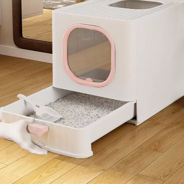 XL Large Cat Litter Box Self Cleaning Pan Drawer Anti-Splashing Cat Potty Tray