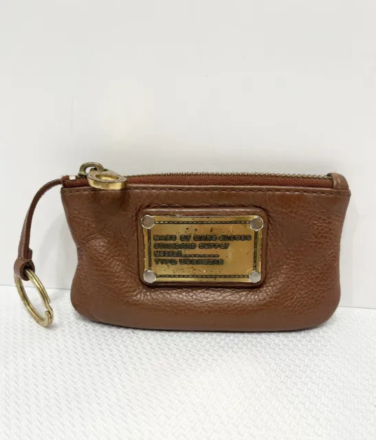 Vintage Marc Jacobs Small Coin Purse Pouch bag Card Holder Brown Pebbled Leather