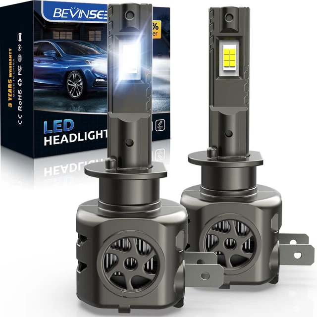 Bevinsee 2X H1 LED Headlight Bulbs 100W 8000LM High/Low Beam Super White Light