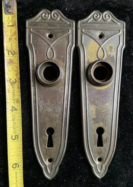 (2) Match Antique 1800’s Victorian Doorknob Backplates Great Condition Restored