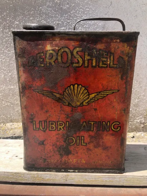 Bidon huile Aeroshell Shell 1930 Motor Oil oel dose oldose can garage tin schild