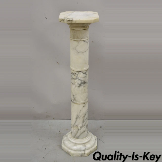 Vtg Carved Marble Neoclassical Classical Style 39" Column Pedestal Plant Stand