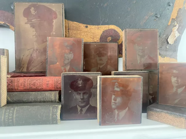 Vintage Copper Printing Block Plate Woodblock Photo Head Shot Portrait Military