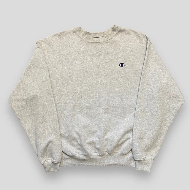 Felpa Vintage Champion Grigia Small Logo Ricamata, Taglia Large
