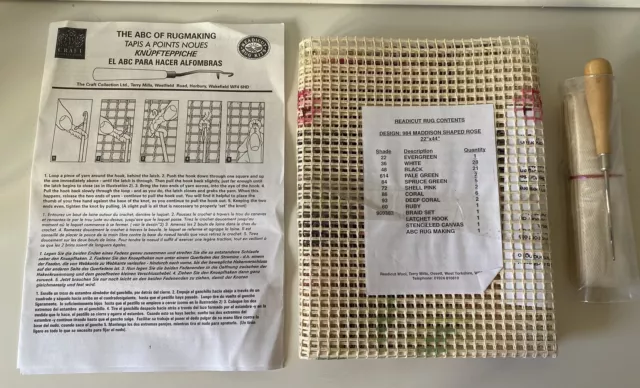 Vintage Readicut Woll-Co-Teppichhersteller Riegel Haken Teppich Kit