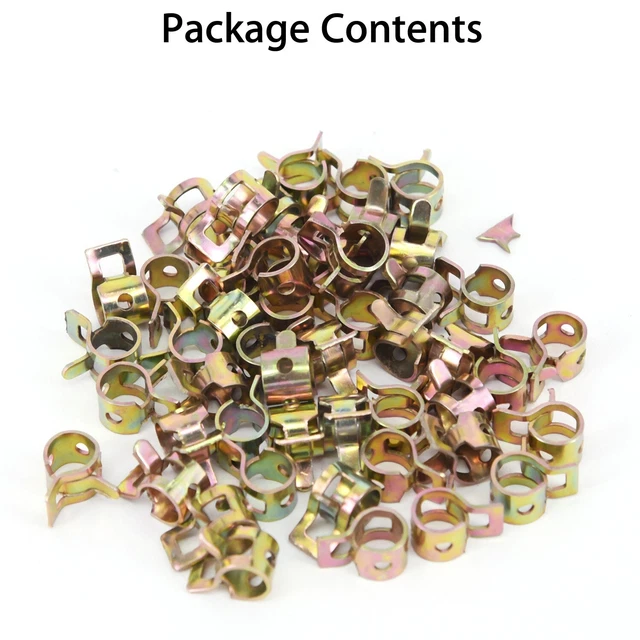 Confezione Di 50 1/4 6mm Molla Acciaio Clip Benzina Olio Linea Gomma Tubo Vuoto