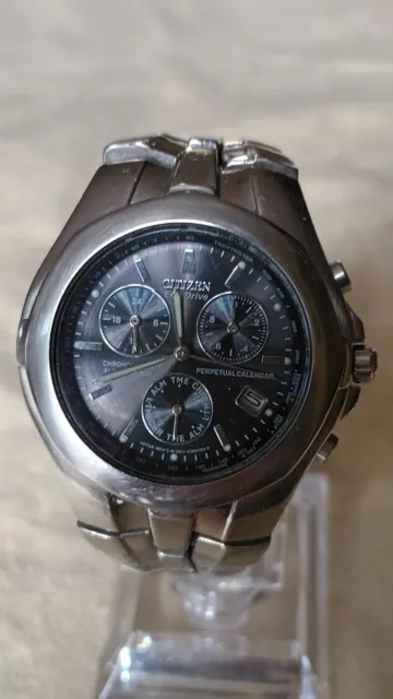 USED MEN S CITIZEN Eco Drive Chronograph Alarm Wrist Watch In