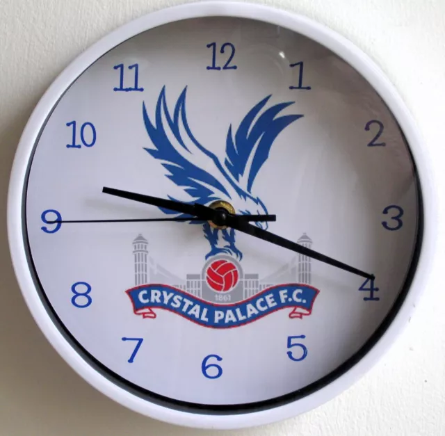 Crystal Palace FC clock 8 inch dia battery operated white