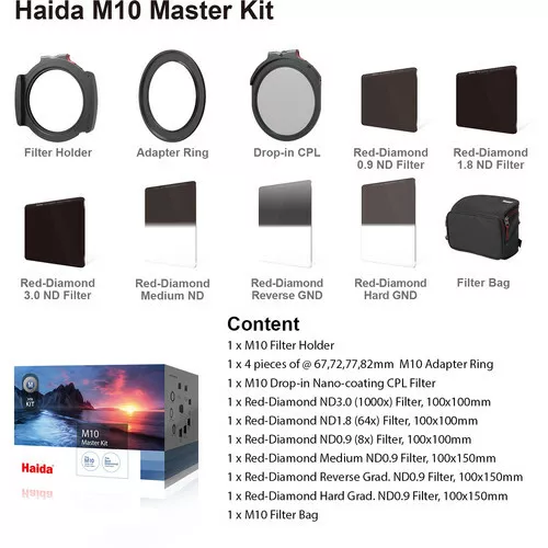 Haida M10 Master Filter Kit - Includes CPL, Red Diamond ND's, & Case