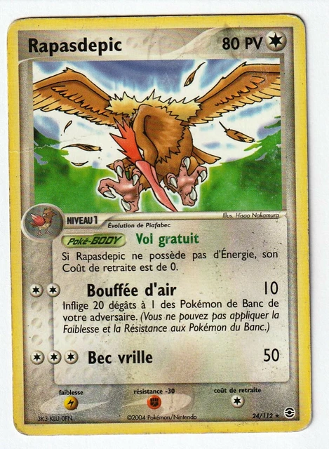 CARTE POKEMON RAPASDEPIC 24/112 RARE. EX Rouge Feu & Vert Feuille. FRANCE