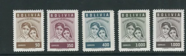 BOLIVIA 1960 WORLD REFUGEE YEAR WRY (Scott 418-22) VF MNH