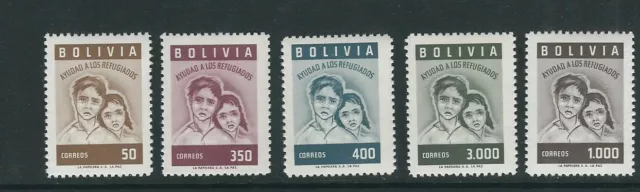 Bolivia 1960 Mundo Refugiados Año Wry (Scott 418-22) VF MNH