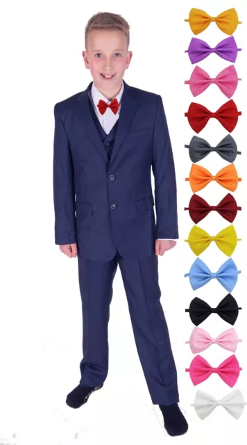 Ragazzi Blu Abiti 5 Pezzi Matrimonio Paggetto Fiocco Cravatta 2 A 12 Anni