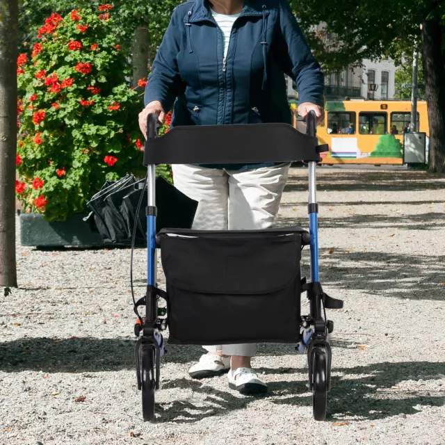 Seniors Foldable Lightweight Rollator Walker With Wheels, Seat, and Storage Bag