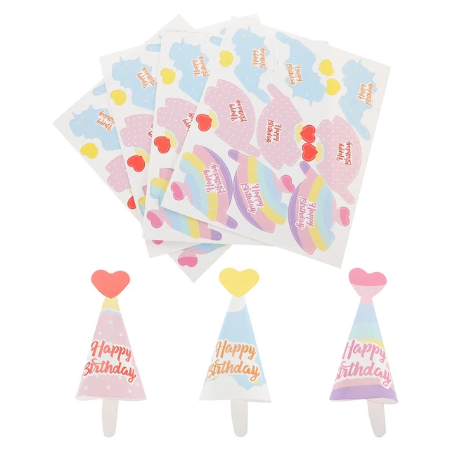 Papel Gorro de Cumpleaños Insertar Pastel de Cupcake-Topper Mini