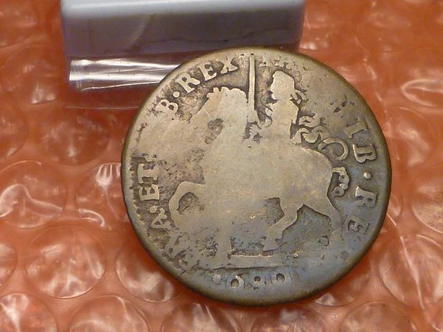 Original Ireland James II "Gunmoney" Crown 1690 Rare #C
