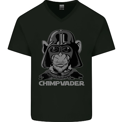 Chimpvader Monkey Ape Chimpanzee Chimp Mens V-Neck Cotton T-Shirt