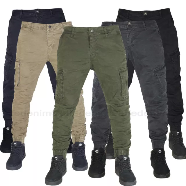 Pantaloni Uomo Cargo con Tasche Laterali Multitasche con Tasconi slim nuovo