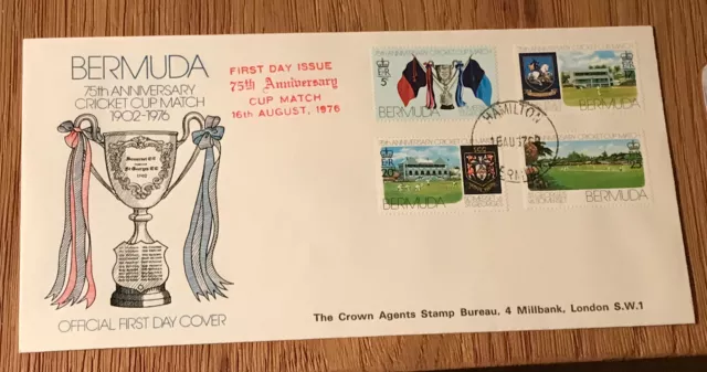Bermuda FDC First Day Cover 16/8/76 75th  Anniversary Cricket Cup Match