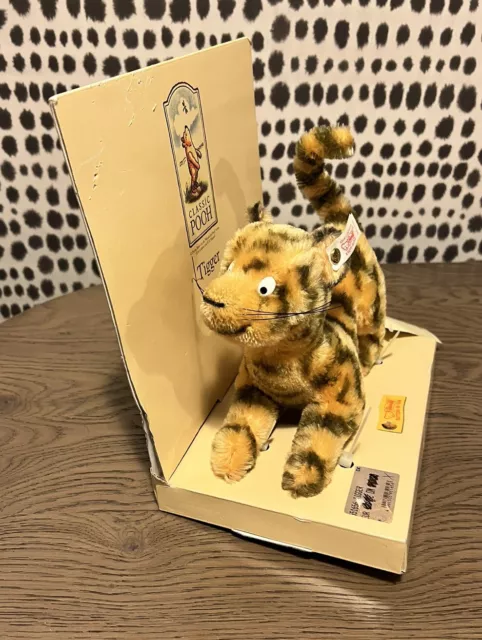 Steiff Bears Mohair klassischer Puuh Disney Tigger 20 cm goldene Platte Ohrknopf