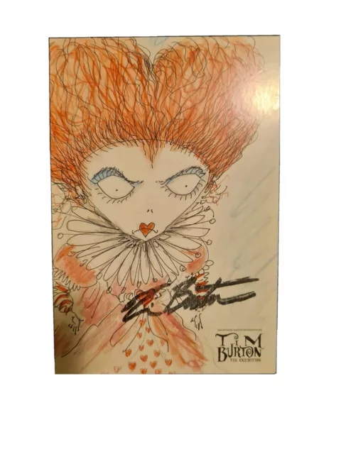 Tim Burton Australian Exhibition postcard with Stamped Signature / Autograph