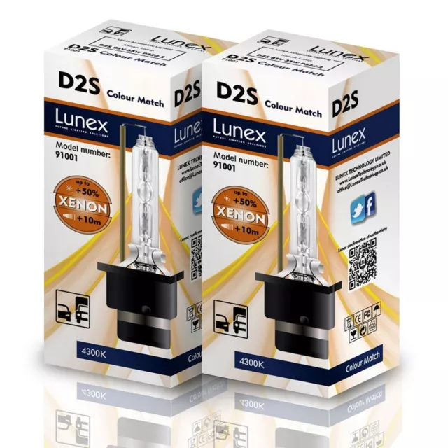 2 x D2S XENON 4300K HID BULB Genuine LUNEX compatible 85122 66040 66240 53500 CM