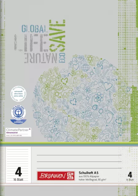 Brunnen 104510401 Recycled Exercise Book DIN A5 (16 Sheets, Simple Booklet)