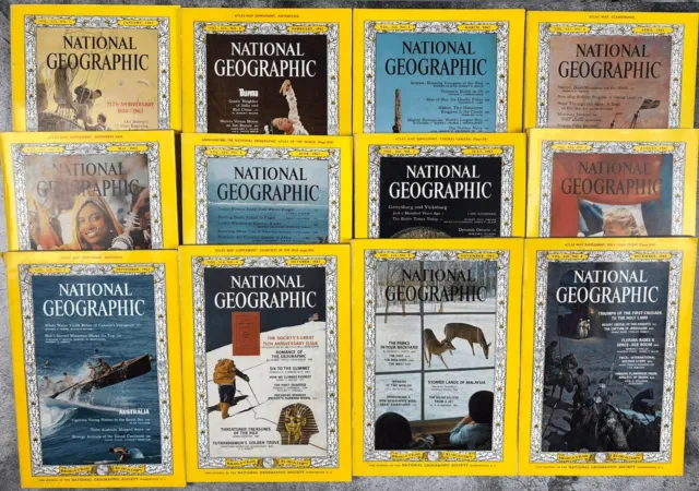 Vintage National Geographic Magazine Bundle 1963, complete (12 issues)