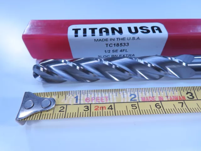 New 1/2" Usa Titan Solid Carbide End Mill Long 6" Length Lathe Milling Tool Bit