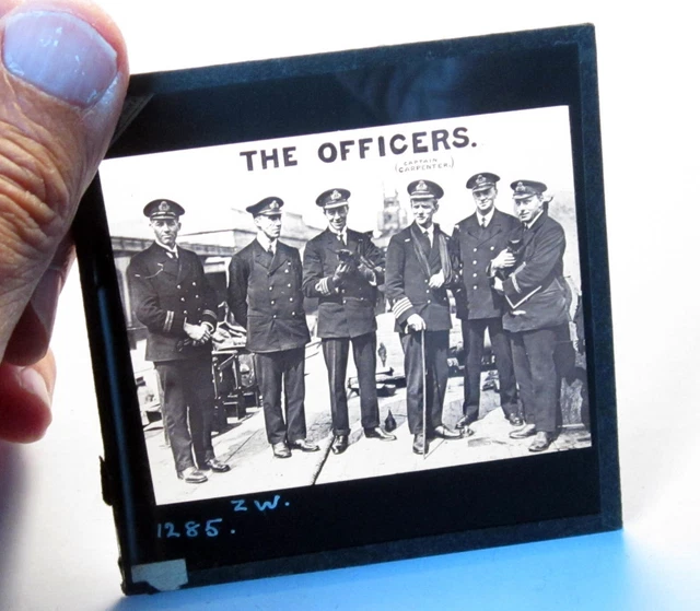 Royal Navy (HMS Vindictive?) antique photo history magic lantern slide #4556