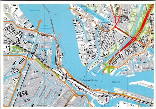 Postcard Netherlands Amsterdam Map