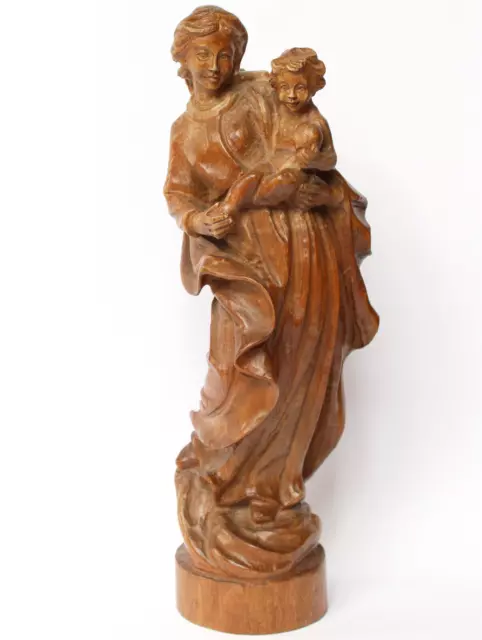 Holz Skulptur Figur Linde geschnitzt Maria Madonna mit Kind Muttergottes H. 41cm