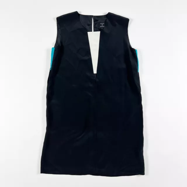 Maison Martin Margiela Silk Chiffon Sleeveless V Neck Colorblock Mini Dress 2