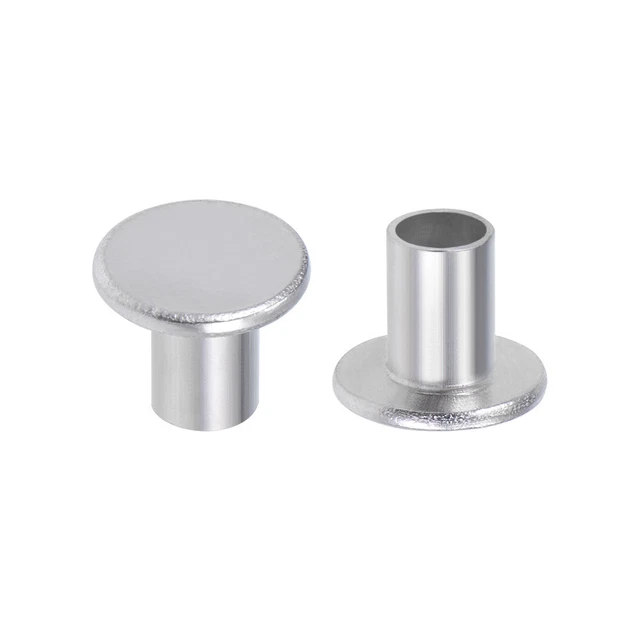 100 pz M6 x 8mm alluminio testa piana rivetti Semi-Tubolari tono argento