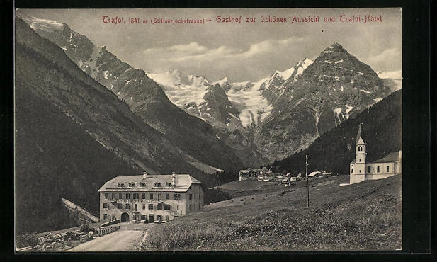 AK Trafoi, Gasthof zur schönen Aussicht, Trafoi-Hotel 1909