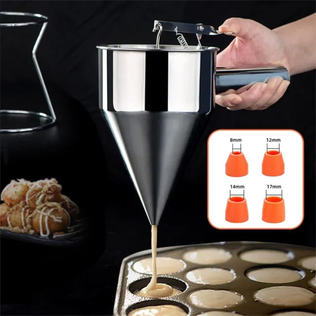 Pancake Batter Dispenser Stainless Steel Funnel Dispenser with Stand Cupcakes