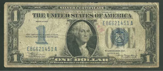 United States 1 Dollar 1934 FR #1606 Silver Certificate Funnyback US Paper Money