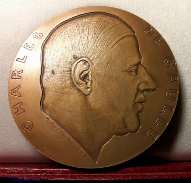 Médaille Bronze 72Mm Charles De Gaulle 1945 Par Rivaud