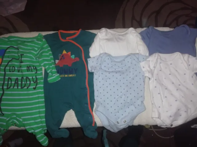 Baby Boy Age 1 Month Babygrow Clothes Bundle Good Quality And Condition 6 Items