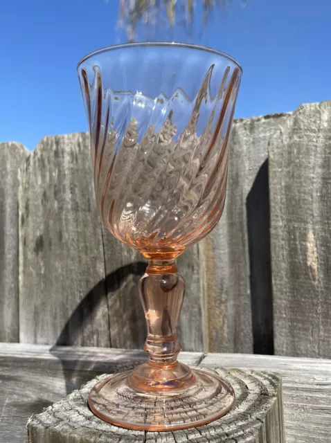 Vintage ARCOROC LUMINARC Wine Glass Rosaline Pattern Pink Swirl Goblet FRANCE