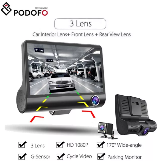 4" In Car Camera Recorder Dual Front and Rear HD 1080P Dash Cam Night Vision UK