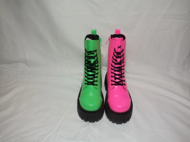 Club Exx Prismatic Split Mismatched Combat Boots (Dolls Kill) Size 7