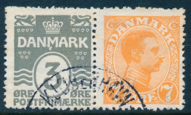 Denmark Scott 98/87/AFA Automat 26, 7ø orange + 3ø grey, F Used Automat PAIR RR!