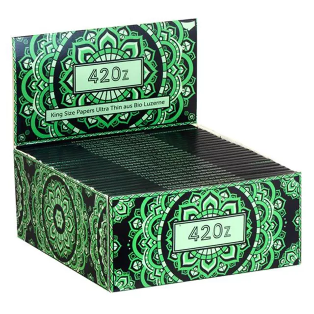 420z King Size Slim Longpapers aus Bio Luzerne Grün Drehpapier Blättchen